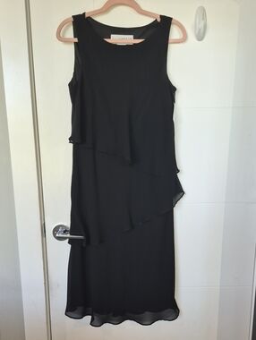 Sag Harbor Black Layered Sleeveless Midi Dress